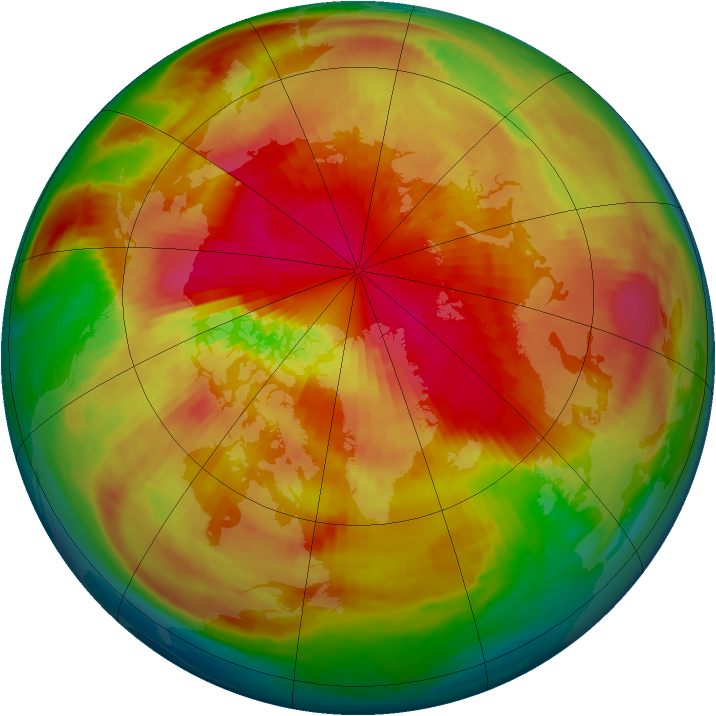 Arctic ozone map for 14 March 1988